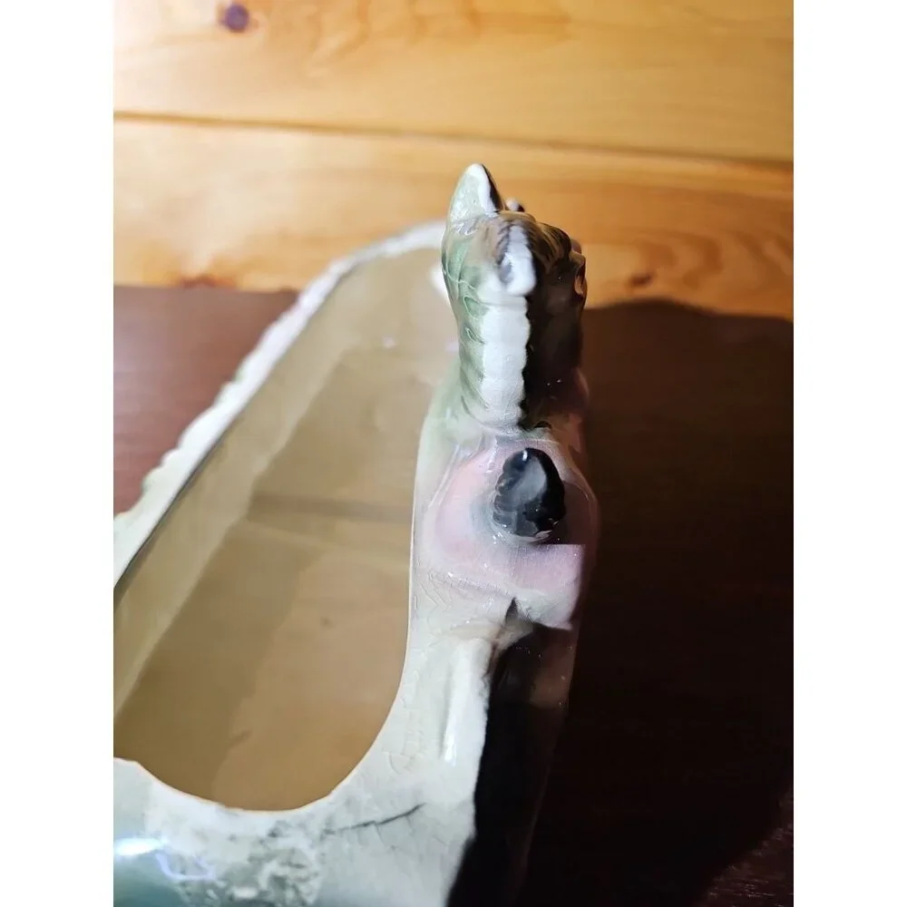 Vintage Brush McCoy Teal Green Planter Pink Antelope Deer Gazelle Pottery 1950s
